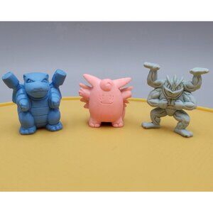 Vtg Nintendo Pokemon Rubber Eraser Keshi Figure Lot Blastoise Clefable Machamp